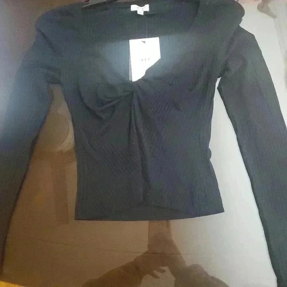 A.L.C BLACK RIBBED TOP SIZE XS - Picture 3 of 4